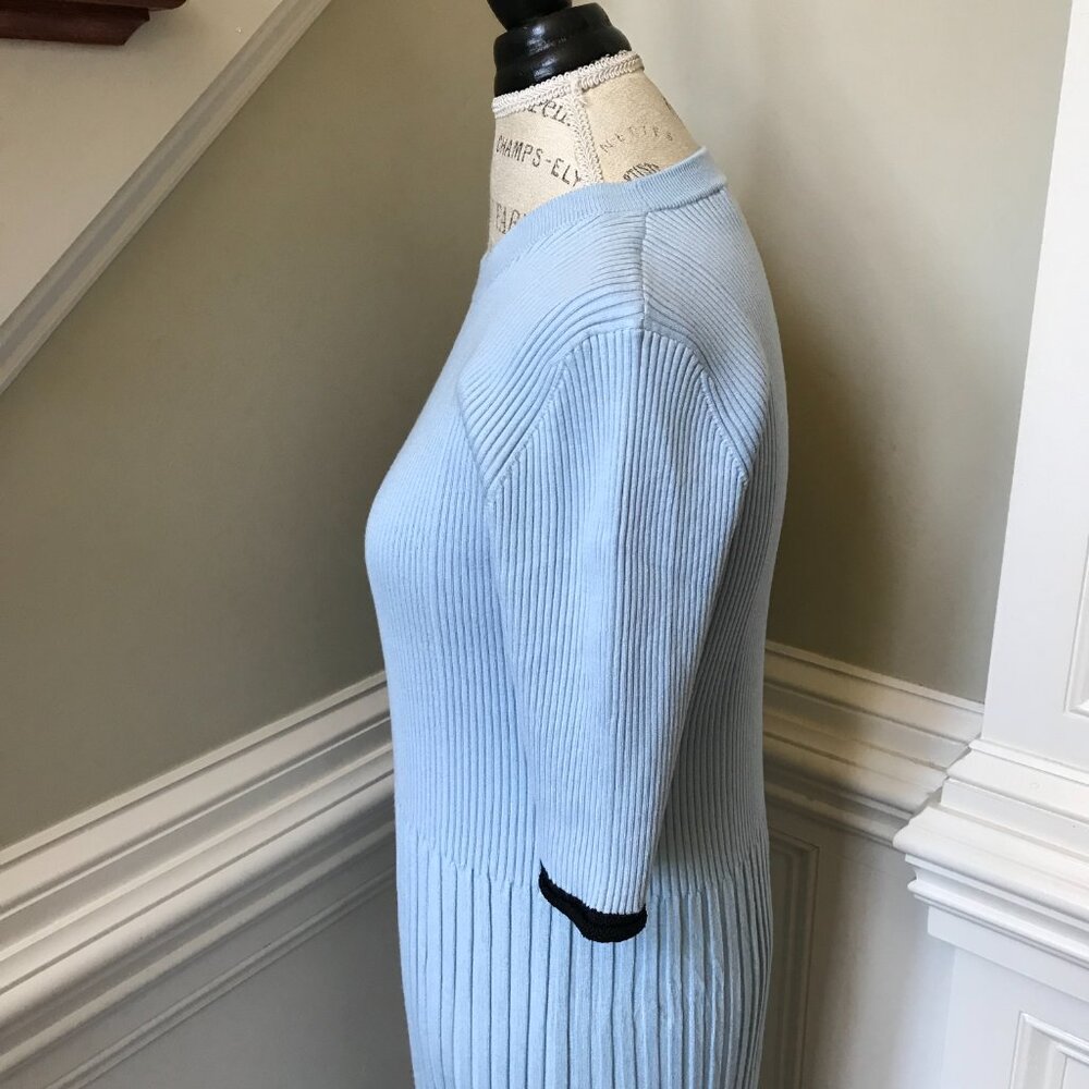 NWOT Proenza Schouler Rib Knit Midi Dress Womens Large Blue Black Crew Neck Silk - Picture 11 of 14